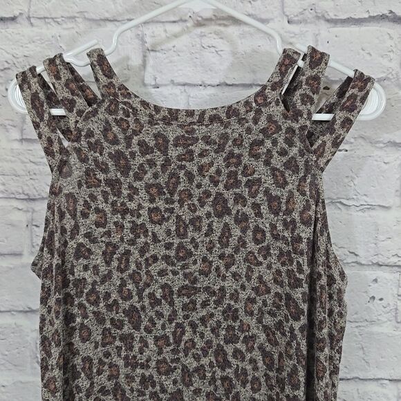 Maurices 24/7 Leopard Triple Strap Mini Dress Cozy Brushed Knit Women's Shift - Picture 10 of 11